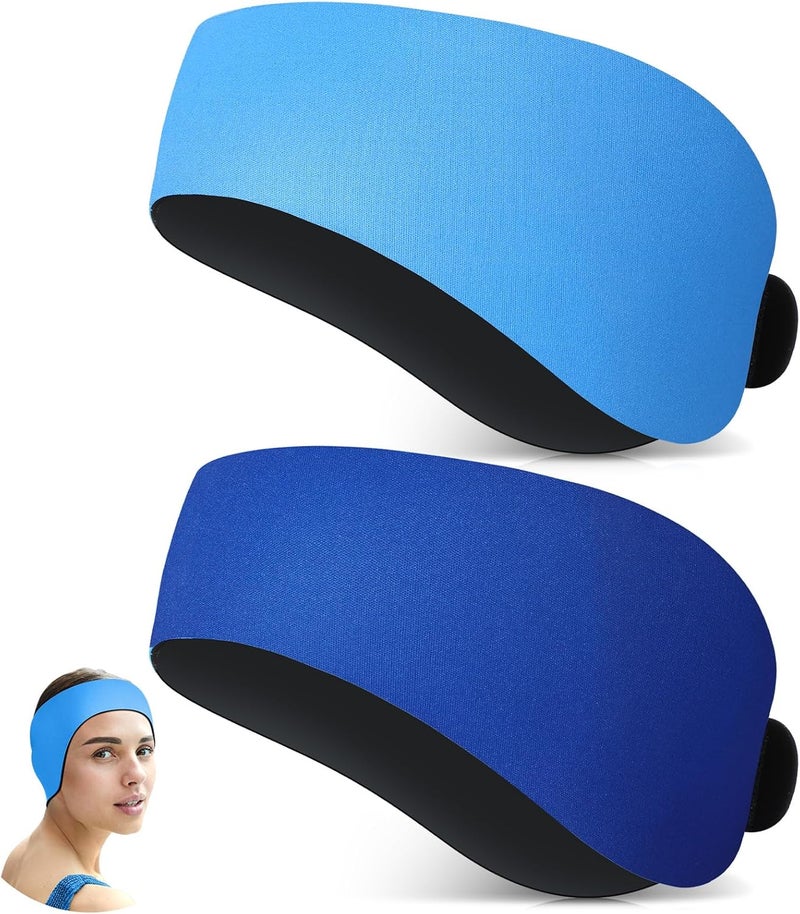Lunmon 2 Pairs Swimming Headbands Adjustable Water Headbands for Adults Waterproof Safety Earplugs Swimming Earband Protectors for Pool, Surfing, Diving and Water Sports - Image 1